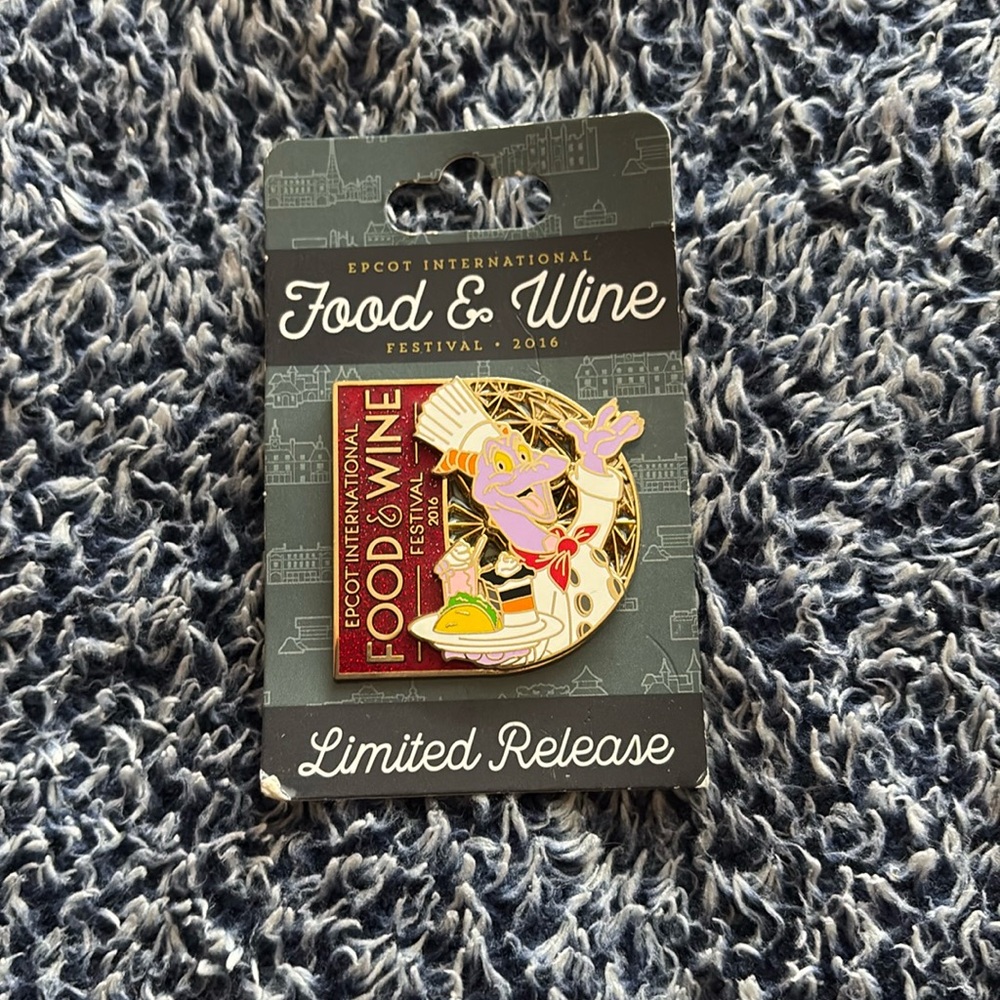 WDW Epcot Food and Wine Festival 2016 Figment Pin Mint on Card Limited Release